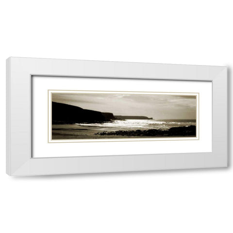 Cornish Beach White Modern Wood Framed Art Print with Double Matting by Bay, Noah