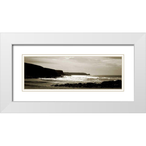 Cornish Beach White Modern Wood Framed Art Print with Double Matting by Bay, Noah