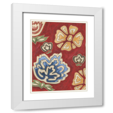 Cheerful Chintz I White Modern Wood Framed Art Print with Double Matting by Deans, Karen