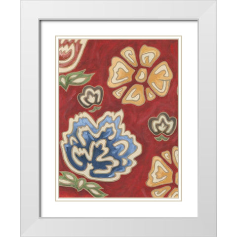 Cheerful Chintz I White Modern Wood Framed Art Print with Double Matting by Deans, Karen