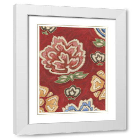 Cheerful Chintz II White Modern Wood Framed Art Print with Double Matting by Deans, Karen