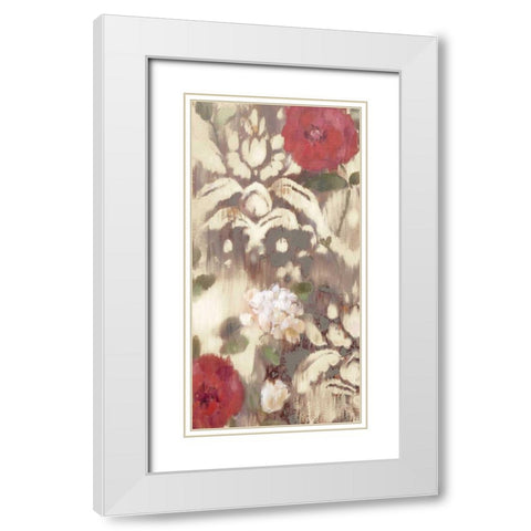 Ikat Rose I White Modern Wood Framed Art Print with Double Matting by Cohen, Marietta
