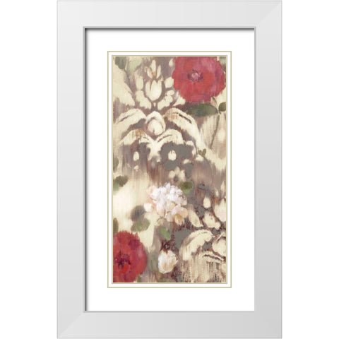 Ikat Rose I White Modern Wood Framed Art Print with Double Matting by Cohen, Marietta