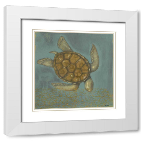 Sea Turtle I White Modern Wood Framed Art Print with Double Matting by Wyatt Jr., Norman
