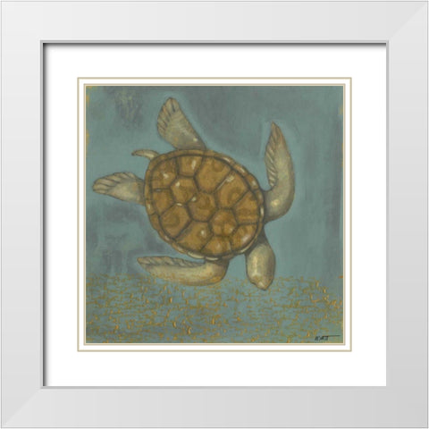 Sea Turtle I White Modern Wood Framed Art Print with Double Matting by Wyatt Jr., Norman