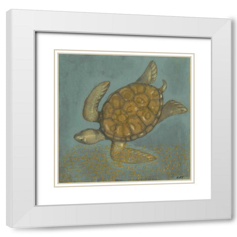 Sea Turtle II White Modern Wood Framed Art Print with Double Matting by Wyatt Jr., Norman