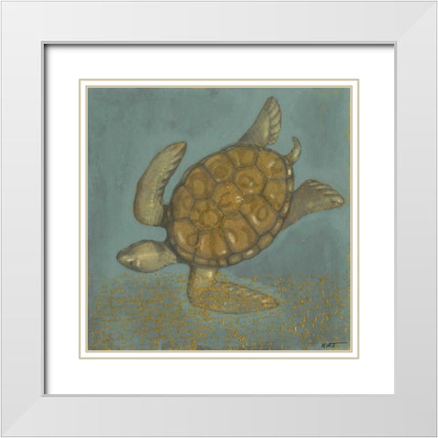 Sea Turtle II White Modern Wood Framed Art Print with Double Matting by Wyatt Jr., Norman