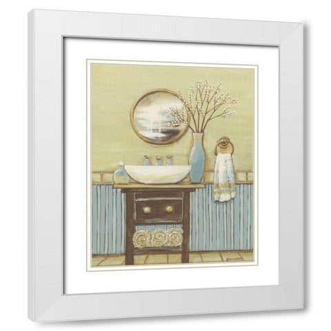 Seabreeze Bath I White Modern Wood Framed Art Print with Double Matting by Russell, Wendy