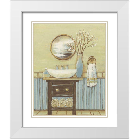 Seabreeze Bath I White Modern Wood Framed Art Print with Double Matting by Russell, Wendy