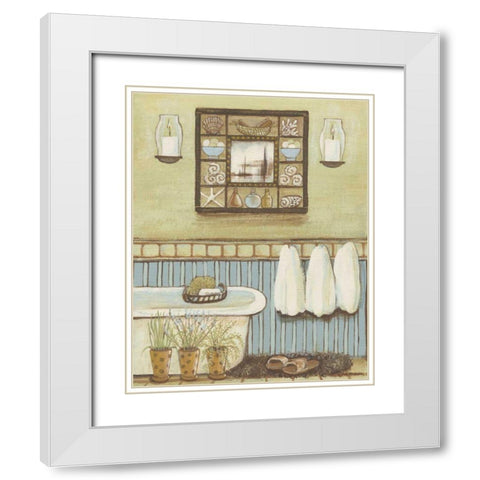 Seabreeze Bath II White Modern Wood Framed Art Print with Double Matting by Russell, Wendy