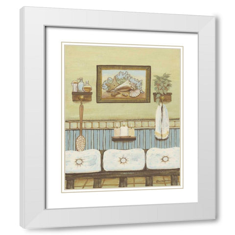 Seabreeze Bath IV White Modern Wood Framed Art Print with Double Matting by Russell, Wendy