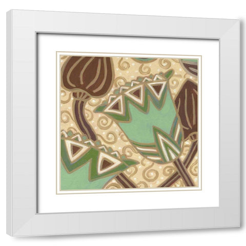 Cleo Aqua I White Modern Wood Framed Art Print with Double Matting by Deans, Karen