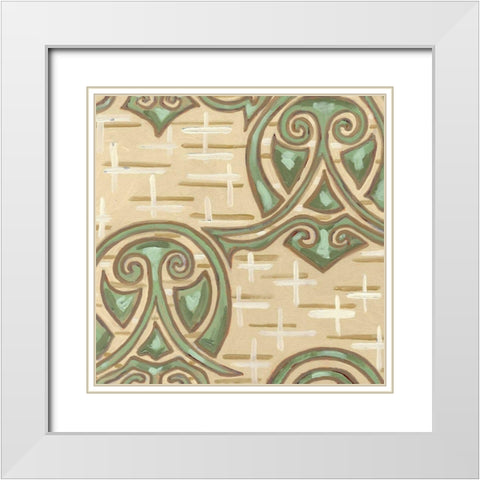 Cleo Aqua IV White Modern Wood Framed Art Print with Double Matting by Deans, Karen