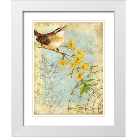 Songbird Sketchbook I White Modern Wood Framed Art Print with Double Matting by Maday, Jane