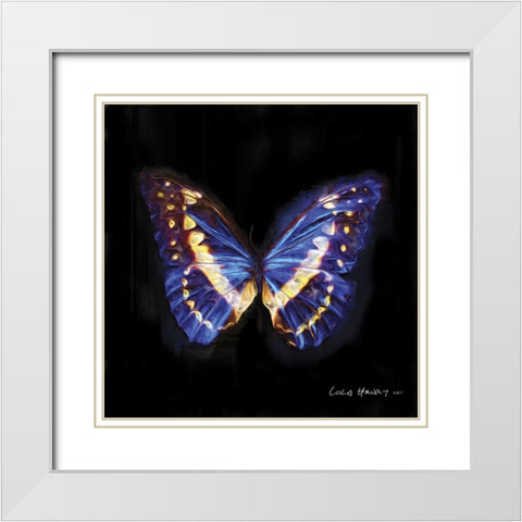 Techno Butterfly II White Modern Wood Framed Art Print with Double Matting by Henry, Lola