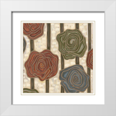 Mod Rosettes I White Modern Wood Framed Art Print with Double Matting by Deans, Karen