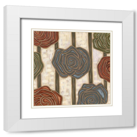 Mod Rosettes III White Modern Wood Framed Art Print with Double Matting by Deans, Karen