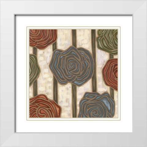 Mod Rosettes III White Modern Wood Framed Art Print with Double Matting by Deans, Karen