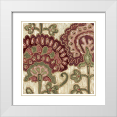 Romantic Chintz I White Modern Wood Framed Art Print with Double Matting by Deans, Karen