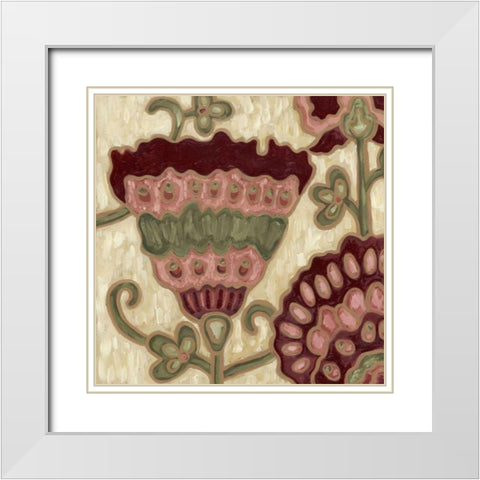 Romantic Chintz II White Modern Wood Framed Art Print with Double Matting by Deans, Karen
