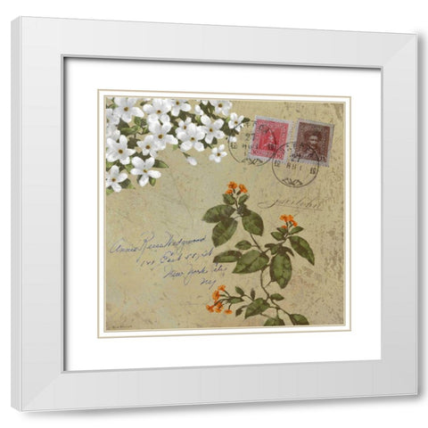 Postage II White Modern Wood Framed Art Print with Double Matting by Novak, Rick