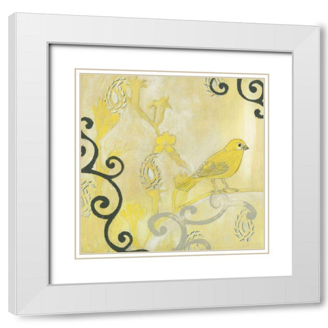 Canary I White Modern Wood Framed Art Print with Double Matting by Fuchs, Jodi