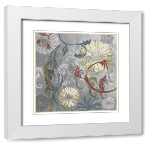 Seahorse Collage I White Modern Wood Framed Art Print with Double Matting by James, Andrea