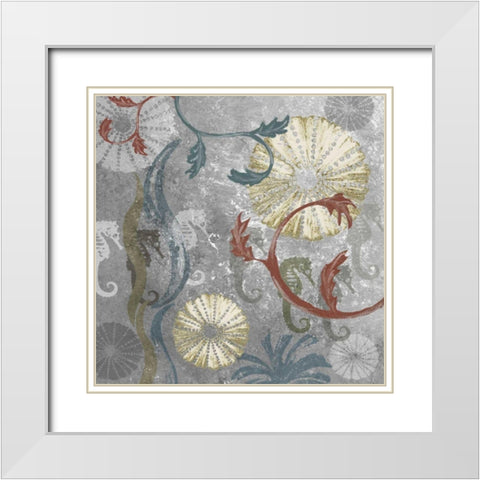 Seahorse Collage I White Modern Wood Framed Art Print with Double Matting by James, Andrea