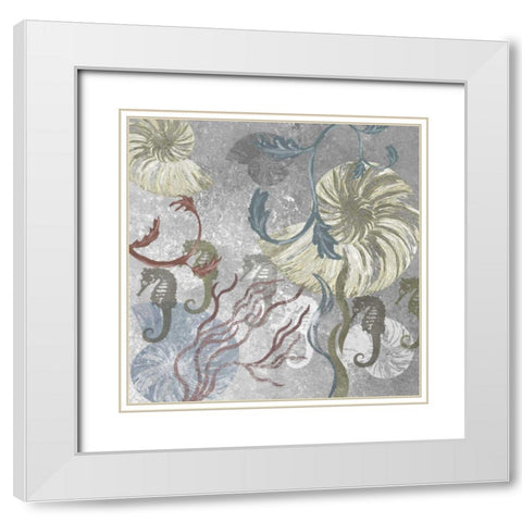 Seahorse Collage II White Modern Wood Framed Art Print with Double Matting by James, Andrea