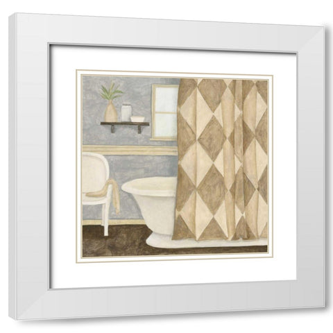 Patterned Bath I White Modern Wood Framed Art Print with Double Matting by Meagher, Megan