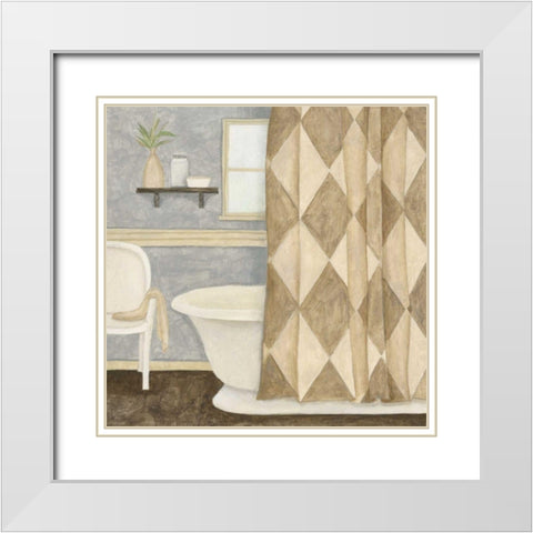 Patterned Bath I White Modern Wood Framed Art Print with Double Matting by Meagher, Megan