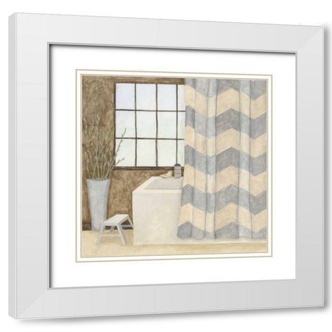 Patterned Bath II White Modern Wood Framed Art Print with Double Matting by Meagher, Megan