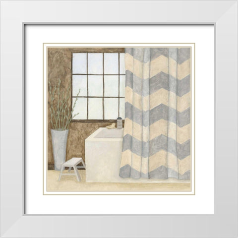 Patterned Bath II White Modern Wood Framed Art Print with Double Matting by Meagher, Megan