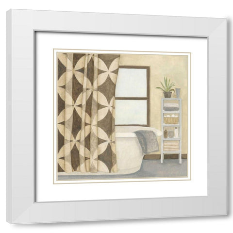 Patterned Bath III White Modern Wood Framed Art Print with Double Matting by Meagher, Megan
