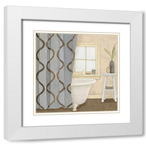Patterned Bath IV White Modern Wood Framed Art Print with Double Matting by Meagher, Megan