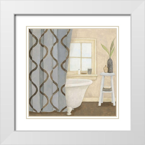 Patterned Bath IV White Modern Wood Framed Art Print with Double Matting by Meagher, Megan