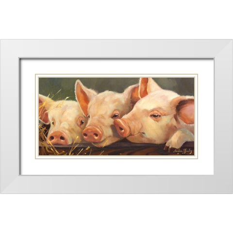 Pig Heaven White Modern Wood Framed Art Print with Double Matting by Hawley, Carolyne