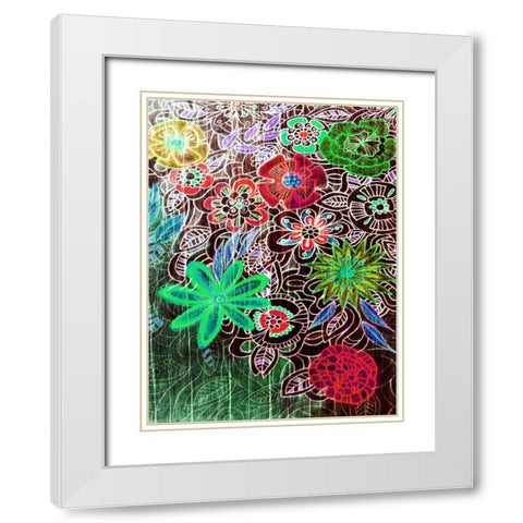 Flower Drift II White Modern Wood Framed Art Print with Double Matting by Harrington, Danielle