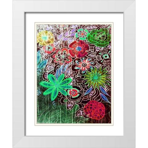 Flower Drift II White Modern Wood Framed Art Print with Double Matting by Harrington, Danielle