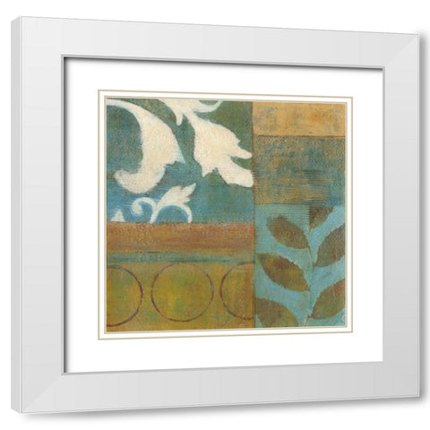 Bronze Leaf Quadrant I White Modern Wood Framed Art Print with Double Matting by Green-Aldridge, W.