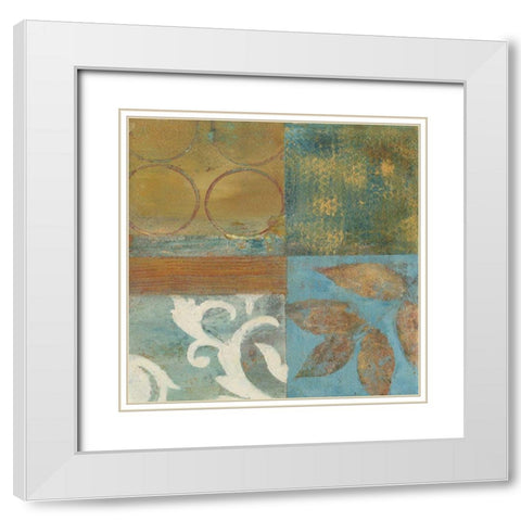 Bronze Leaf Quadrant II White Modern Wood Framed Art Print with Double Matting by Green-Aldridge, W.