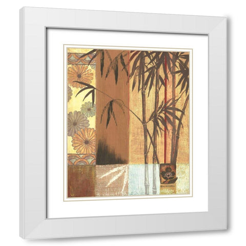 Asian Bamboo White Modern Wood Framed Art Print with Double Matting by Russell, Wendy