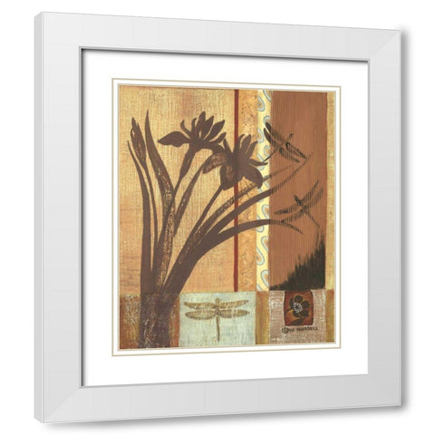 Asian Iris White Modern Wood Framed Art Print with Double Matting by Russell, Wendy