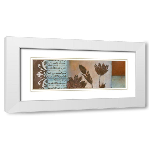 Flower Filigree Panorama I White Modern Wood Framed Art Print with Double Matting by Green-Aldridge, W.