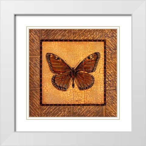 Crackled Butterfly - Monarch White Modern Wood Framed Art Print with Double Matting by Russell, Wendy