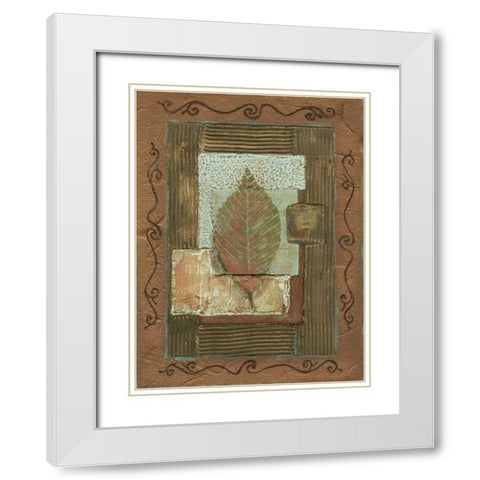 Leaf Quartet I White Modern Wood Framed Art Print with Double Matting by Russell, Wendy