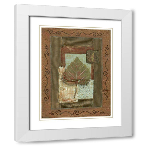 Leaf Quartet III White Modern Wood Framed Art Print with Double Matting by Russell, Wendy
