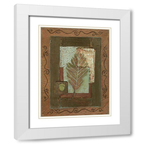 Leaf Quartet IV White Modern Wood Framed Art Print with Double Matting by Russell, Wendy