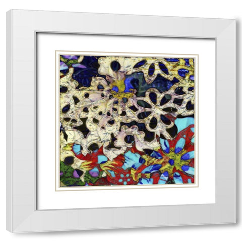 Bejeweled Woodblock I White Modern Wood Framed Art Print with Double Matting by Mountain, Ricki