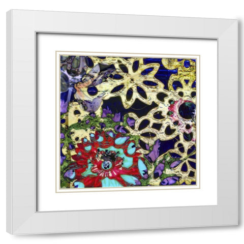 Bejeweled Woodblock IV White Modern Wood Framed Art Print with Double Matting by Mountain, Ricki